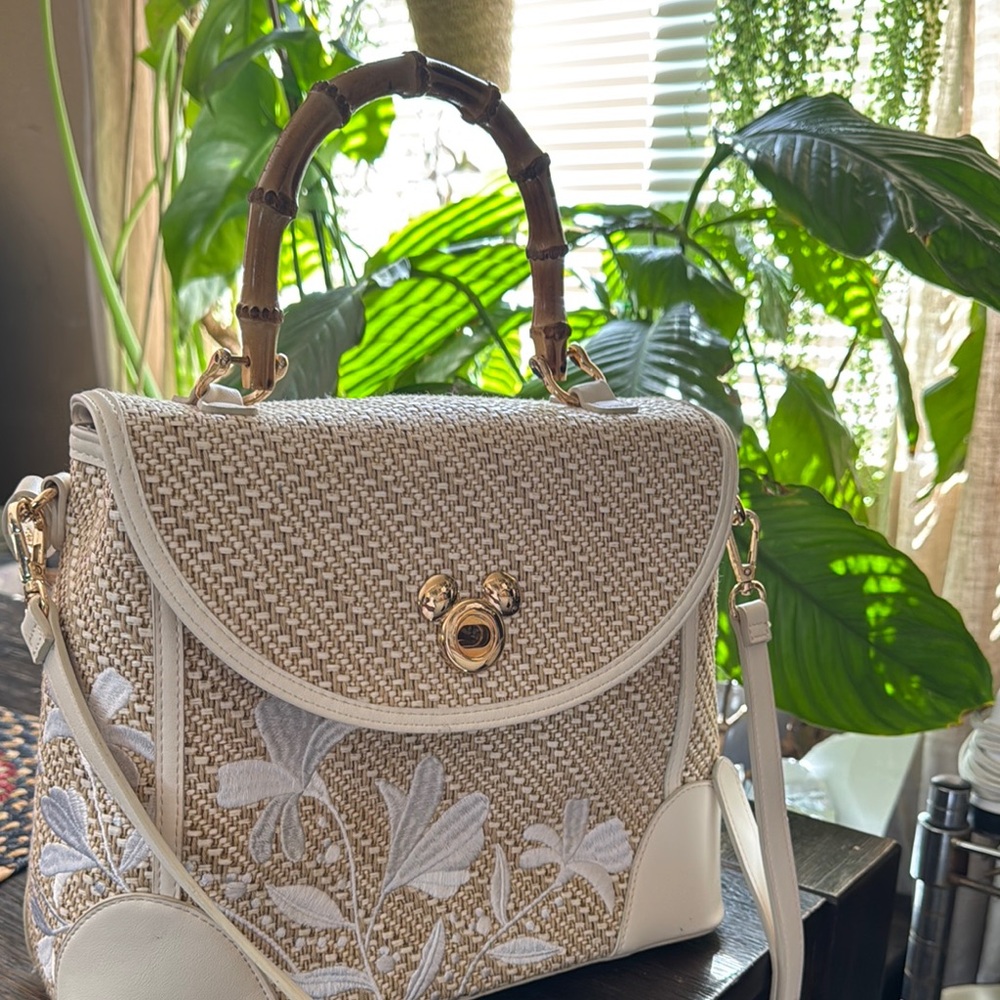 Disney Tan and White Satchel with Elegant Lace Detailing